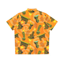 Orange: "Enchanted Carvings" Tiki Aloha Shirt