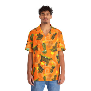 Orange: "Enchanted Carvings" Tiki Aloha Shirt