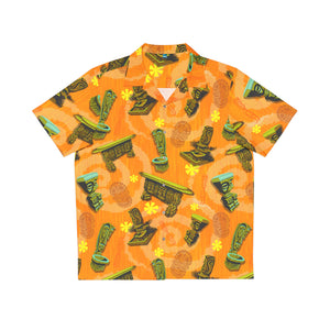 Orange: "Enchanted Carvings" Tiki Aloha Shirt